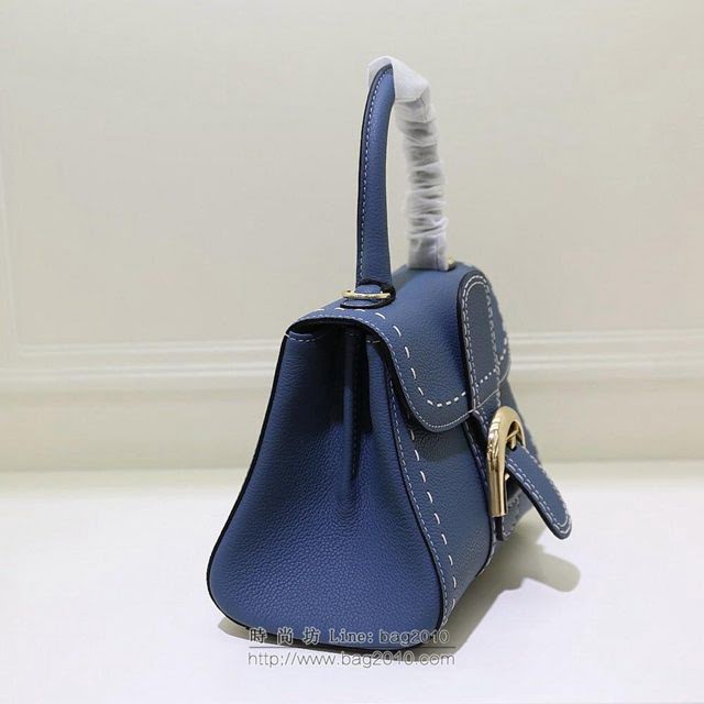 DELVAUX女包 春夏新色 外縫蜜蠟線 德爾沃女手提包 手腕包 DF0020孔雀藍 Delvaux單肩斜挎包  fcs1406